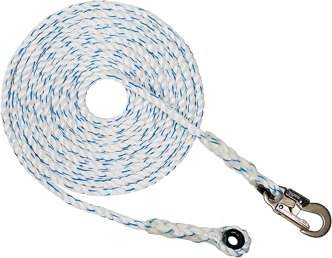 pelican 绳 5/18 英寸聚酯复合垂直救生绳带钢制钩和顶端(25 英尺